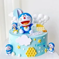 anime robot cat cartoon toy boy birthday cake topper decor dessert table supplies hot air balloon cloud ice cream silicone tools