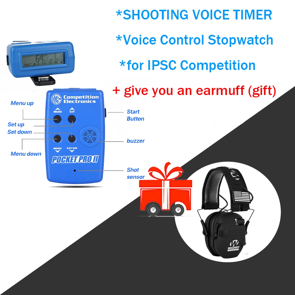 

Newest gift+Shot Timers Shooting Timer for Competition Electronics ProTimerII Shot Timer Blue, One Size, CEI-4700