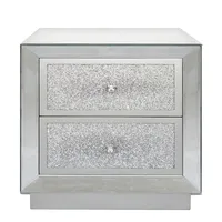 Modern Mirrored Bedside Table 2 two Drawer Cabinet Glass side Nightstand Bedroom Sets Wholesale Bedroom Furniture