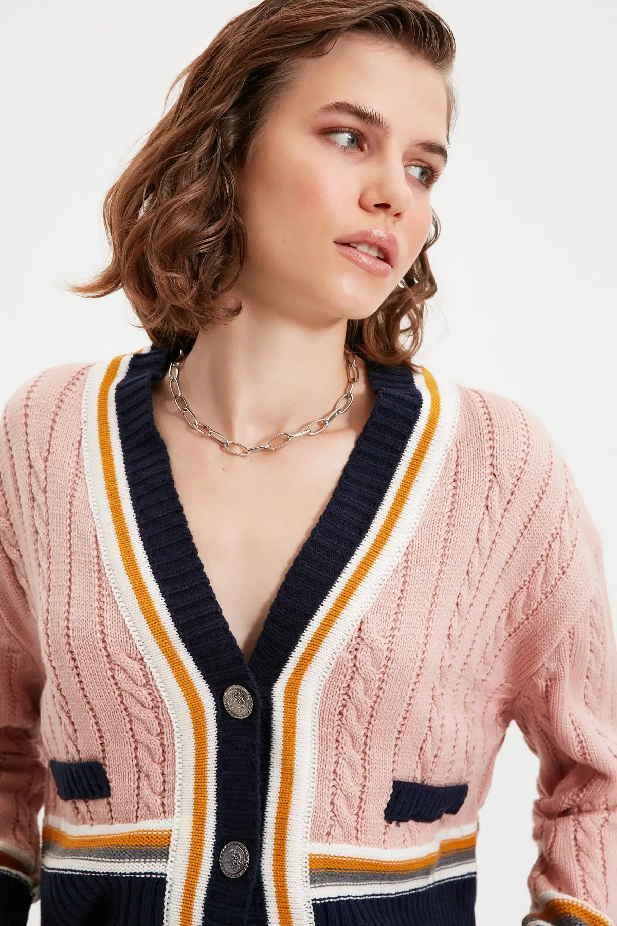 

Women's Cardigan Powder Button Detailed sportswear Casual Knitted Quality Fashion Cardigan Sweaters Loose Sweater Sweater Sweater Jumper