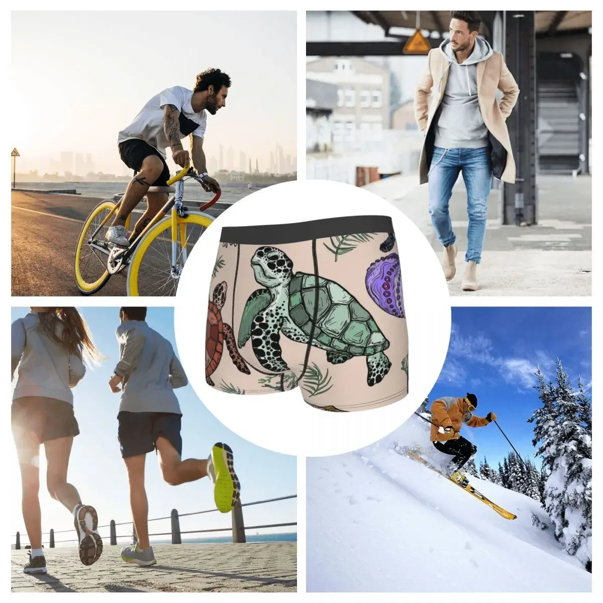 Трусы с животными моря умные мягкие свободные и счастливые черепахи