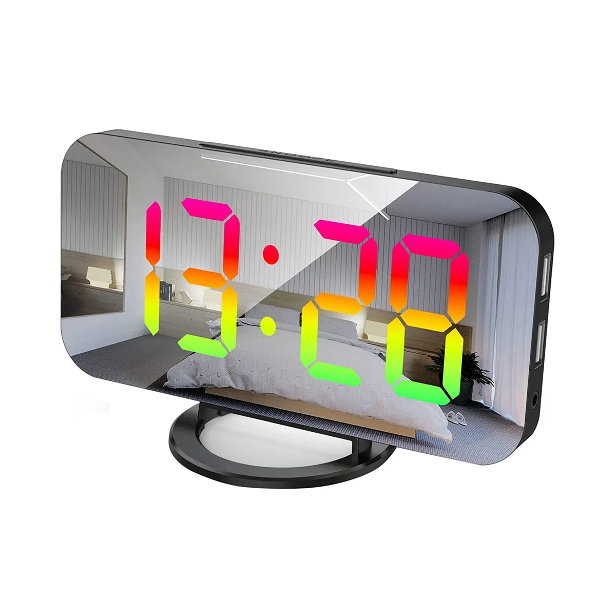 For Bedroom, 6.5 Inch Hd & Mirror Display With 4 Rgb Changing Color And 7 Regular Color Digits A