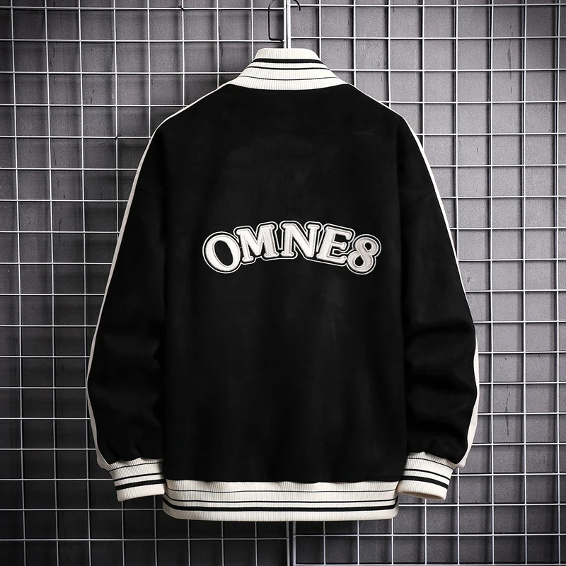 Patchwork Bomber Coats Spring Autumn Sportswear Varsity Jacket Embroidered Zip Coats Baseball Jackets for Men