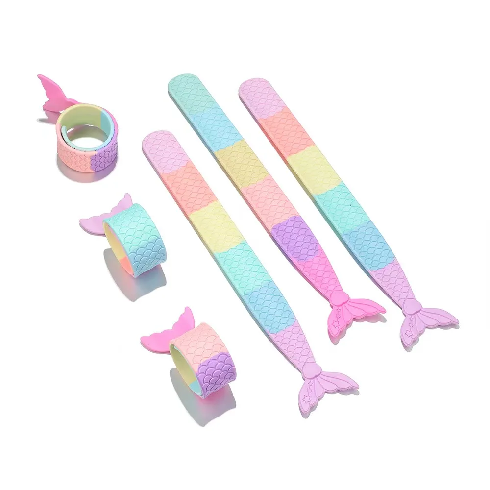 Цветной резиновый браслет с изображением рыбьего хвоста детский гибкий для