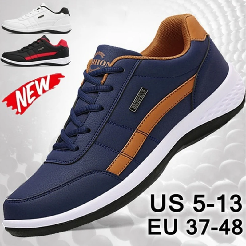 

2022 Fashion Men Leather Shoes Trend Running Flat Casual Male Sneakers Breathable Leisure Non-slip Footwear Men Vulcanized Shoes