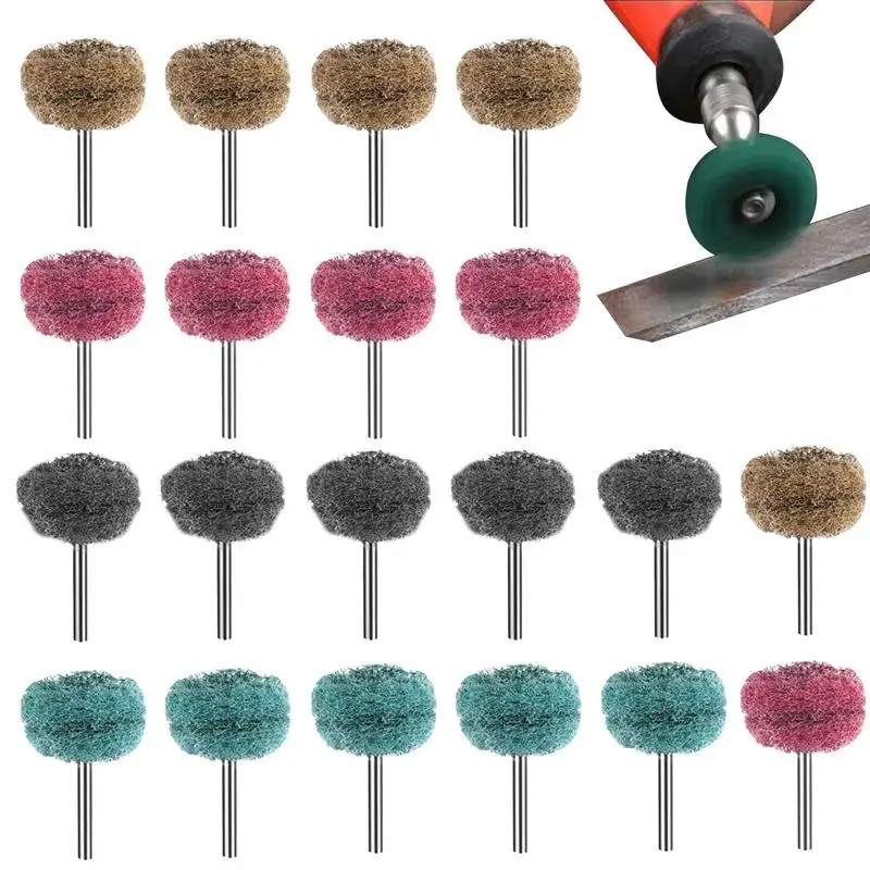 

Buffing Polishing Wheel Mini Drill Abrasive Brush With Shank Industrial Scouring Pad Brush Drill Attachment For Cleaning Rust