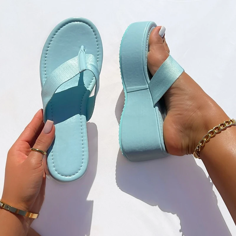 

Fad Wedges Platform Sport Women Slippers Summer Designer Beach Flip Flops High Heels Shoes 2022 New Slides Femme Sandals Women