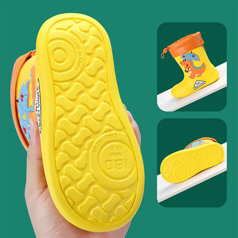 Cute Cartoon Dinosaur Children Rain Shoes for Boys Girls Waterproof EVA Rubber Non Slip Toddler Kids Waterproof Rain Boots