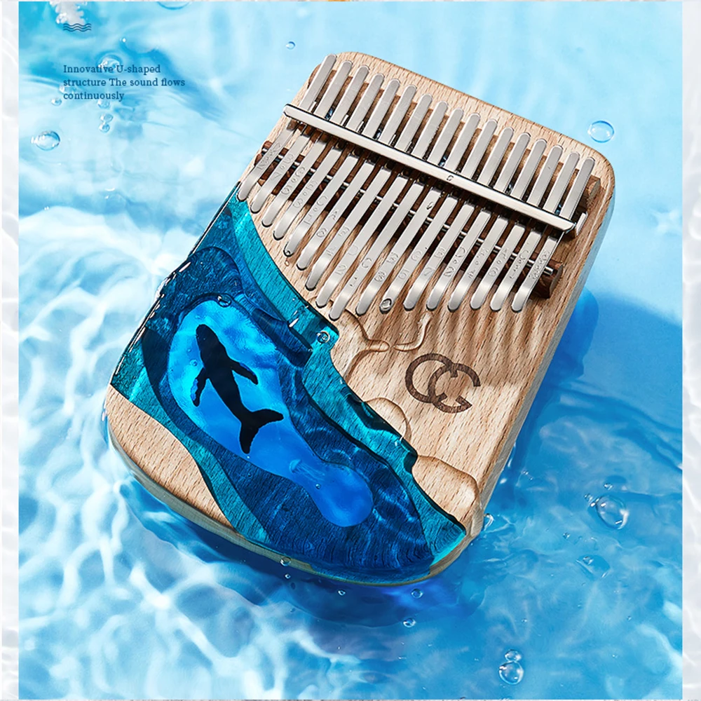 Kalimba 17 21 Key High Quality Wooden Thumb Piano Solid Wood Ocean Whale Dolphin Piano Musical Instrument Gift With Accessories