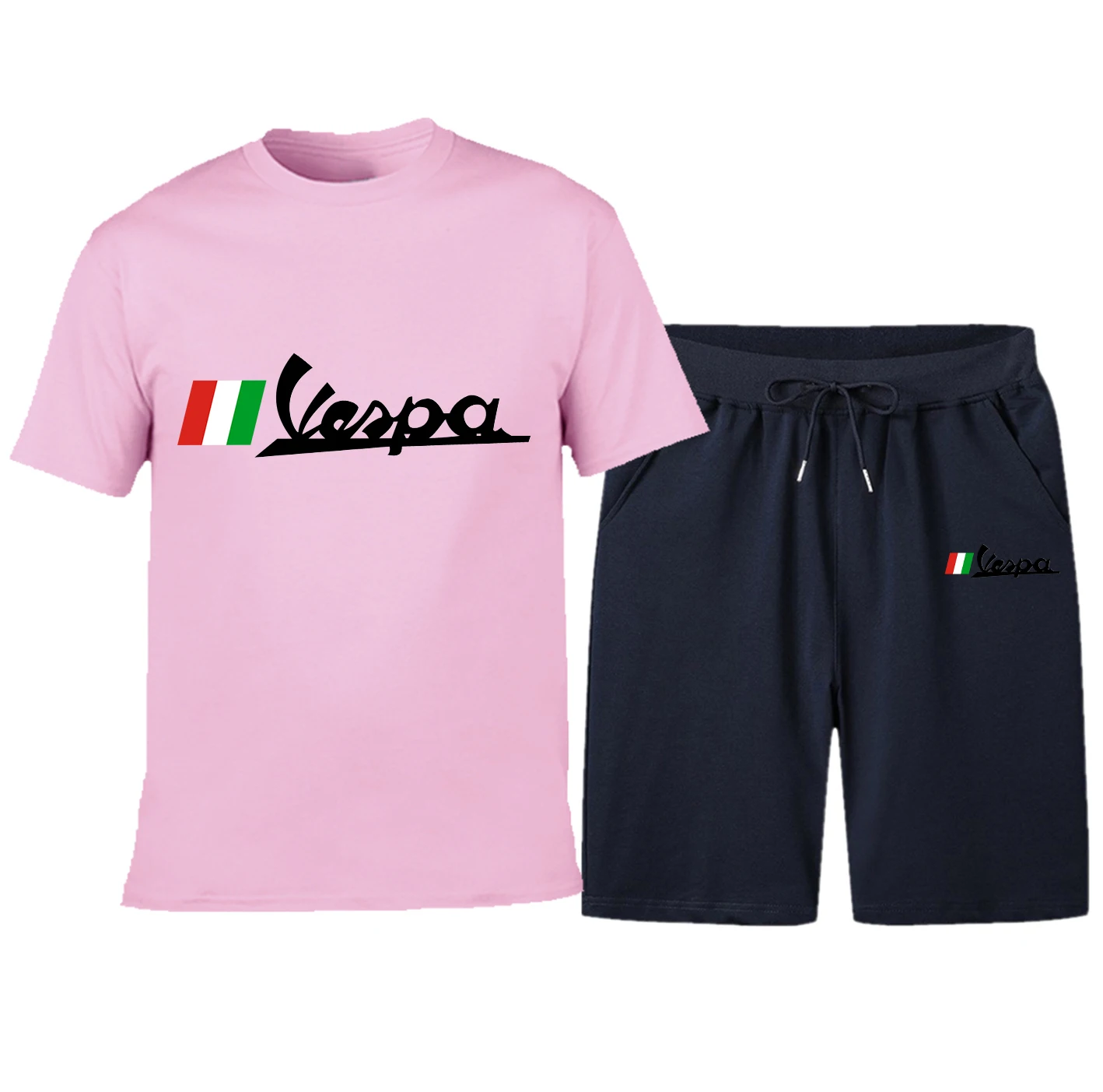

Vespa 2022 Summer Fashion Casual Men's Sportswear Men's Sports Suit Short Sleeve T-Shirt Plus Shorts Two Piece Set