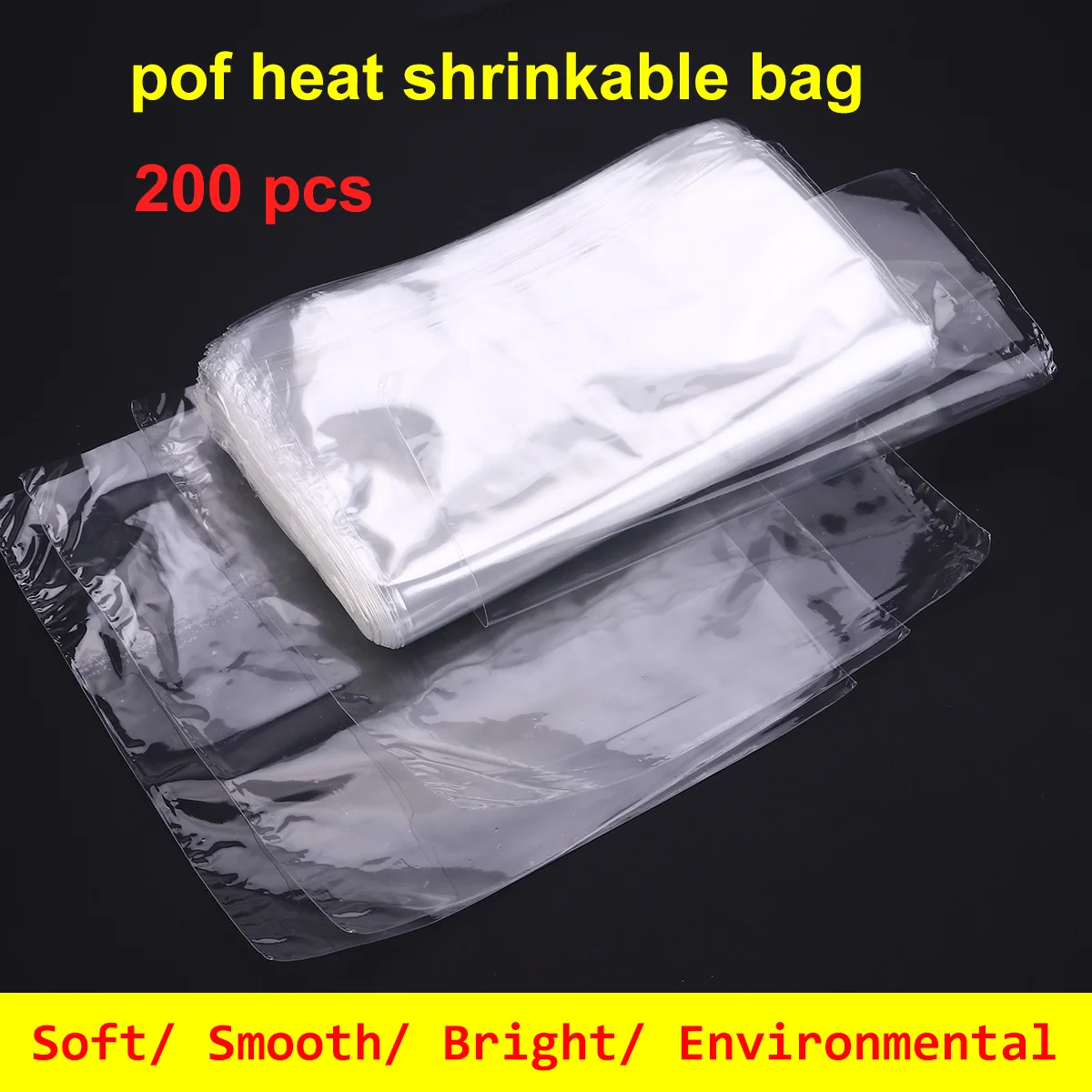 

200 Pcs 6X6 inch Waterproof POF Heat Shrink Wrap Bags for Soaps Bath Bombs and DIY Crafts (Transparent)