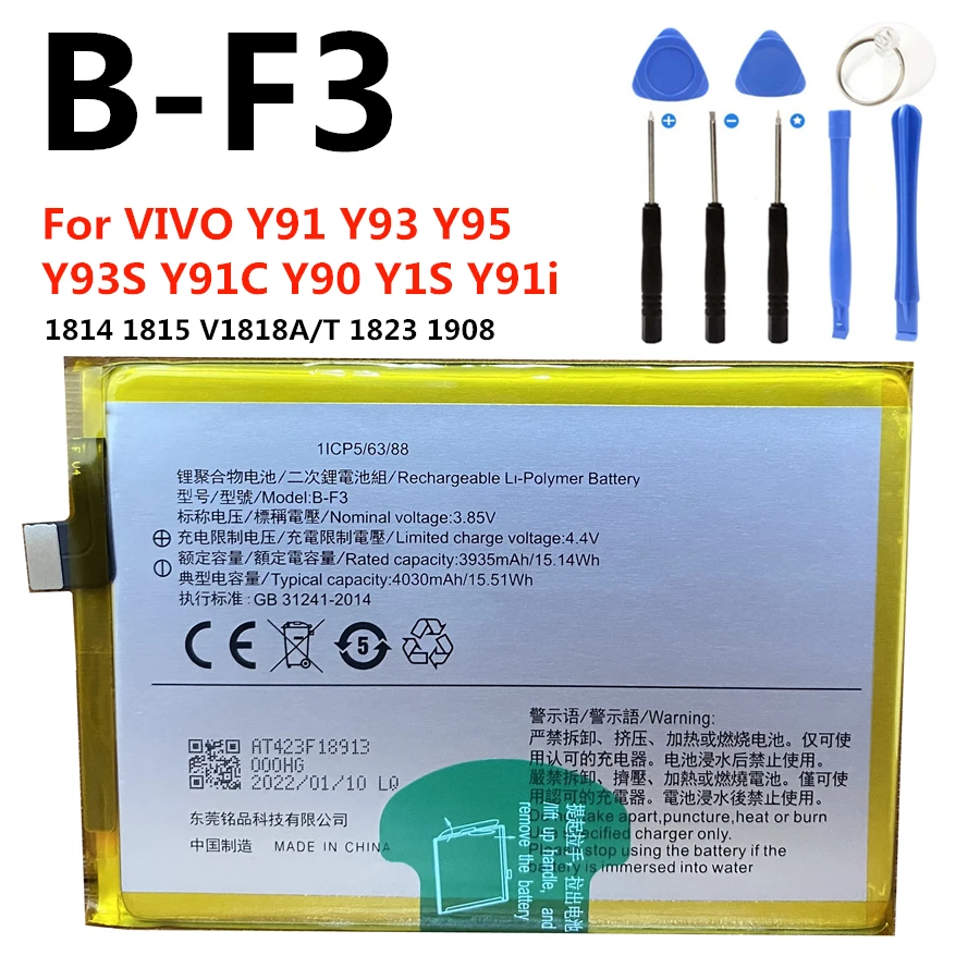 

New Original B-F3 4030mAh High Capacity Battery for Vivo Y91 Y93 Y95 Y93S Y91C Y90 Y1S Y91i 1814 1815 V1818A/T 1823 1908 Phone