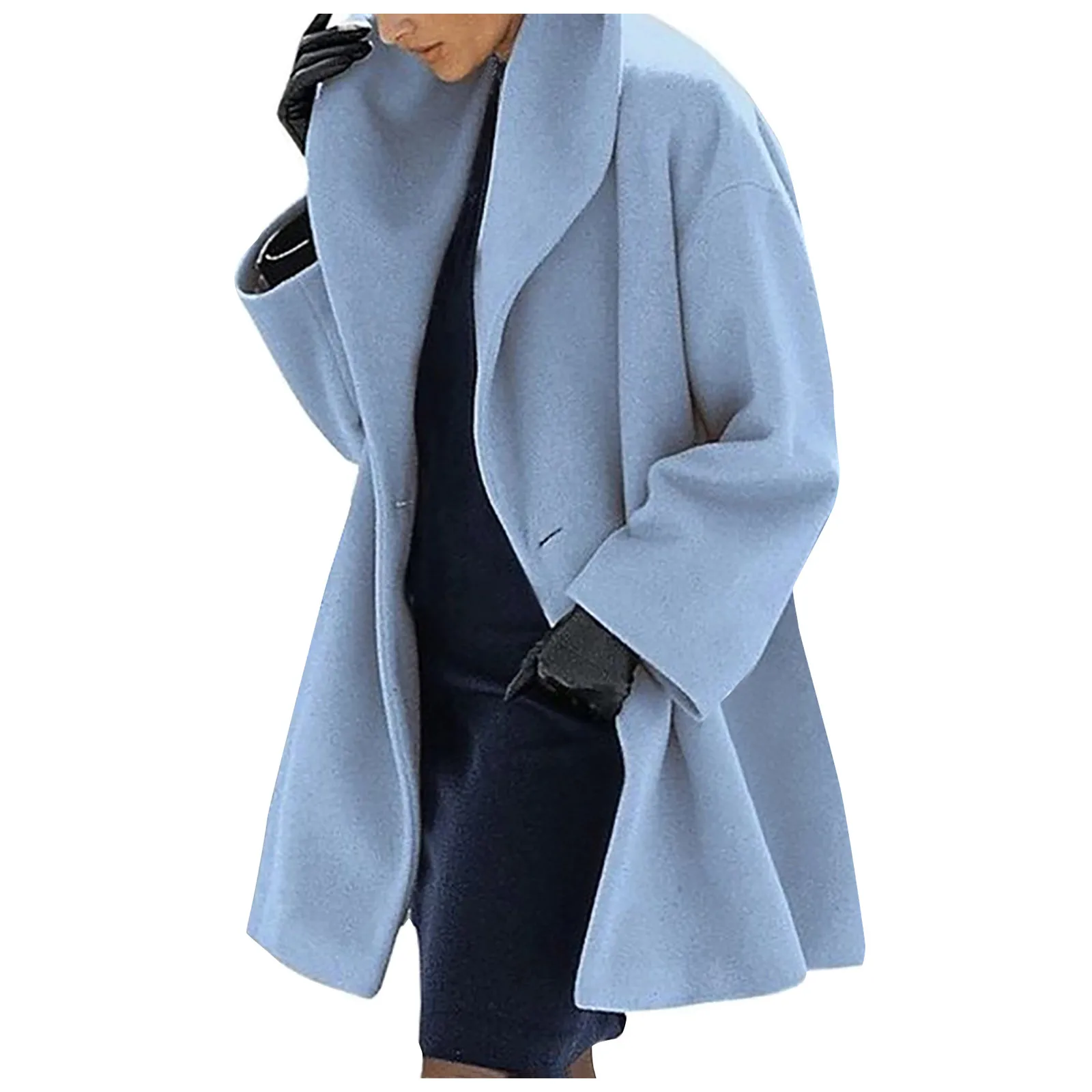 

Женское зимнее шерстяное пальто, тренчкот, женское теплое облегающее длинное пальто, верхняя одежда, женское удобное теплое однотонное Смешанное пальто, 2023