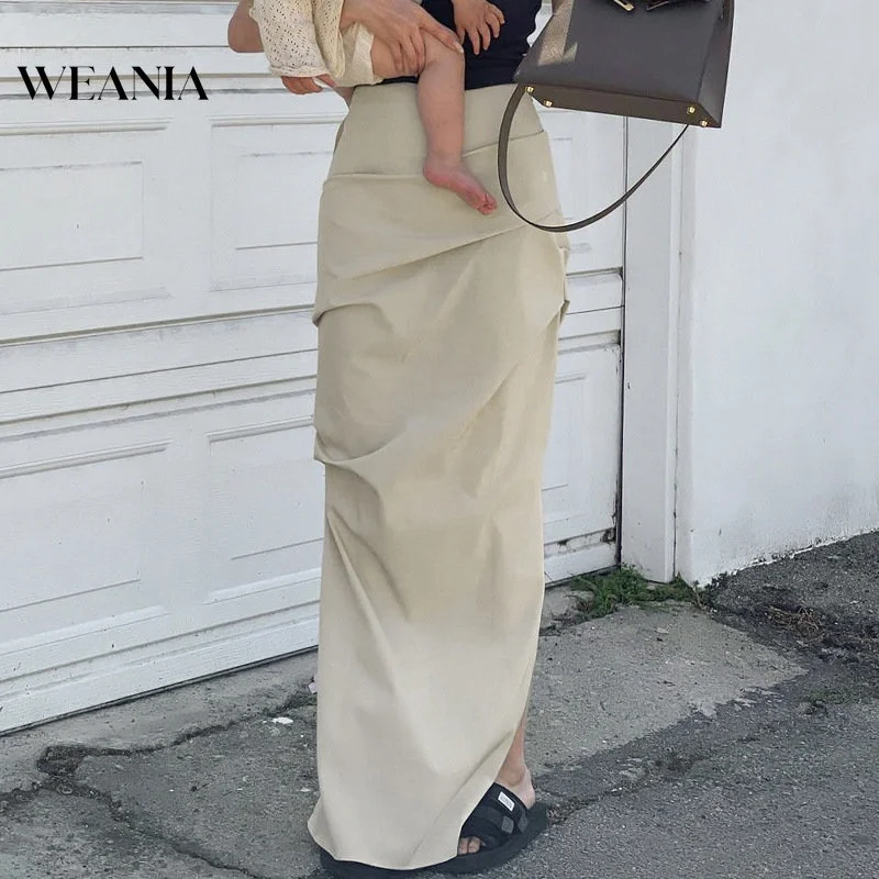 

Женская Повседневная плиссированная юбка-карандаш с разрезом в уличном стиле