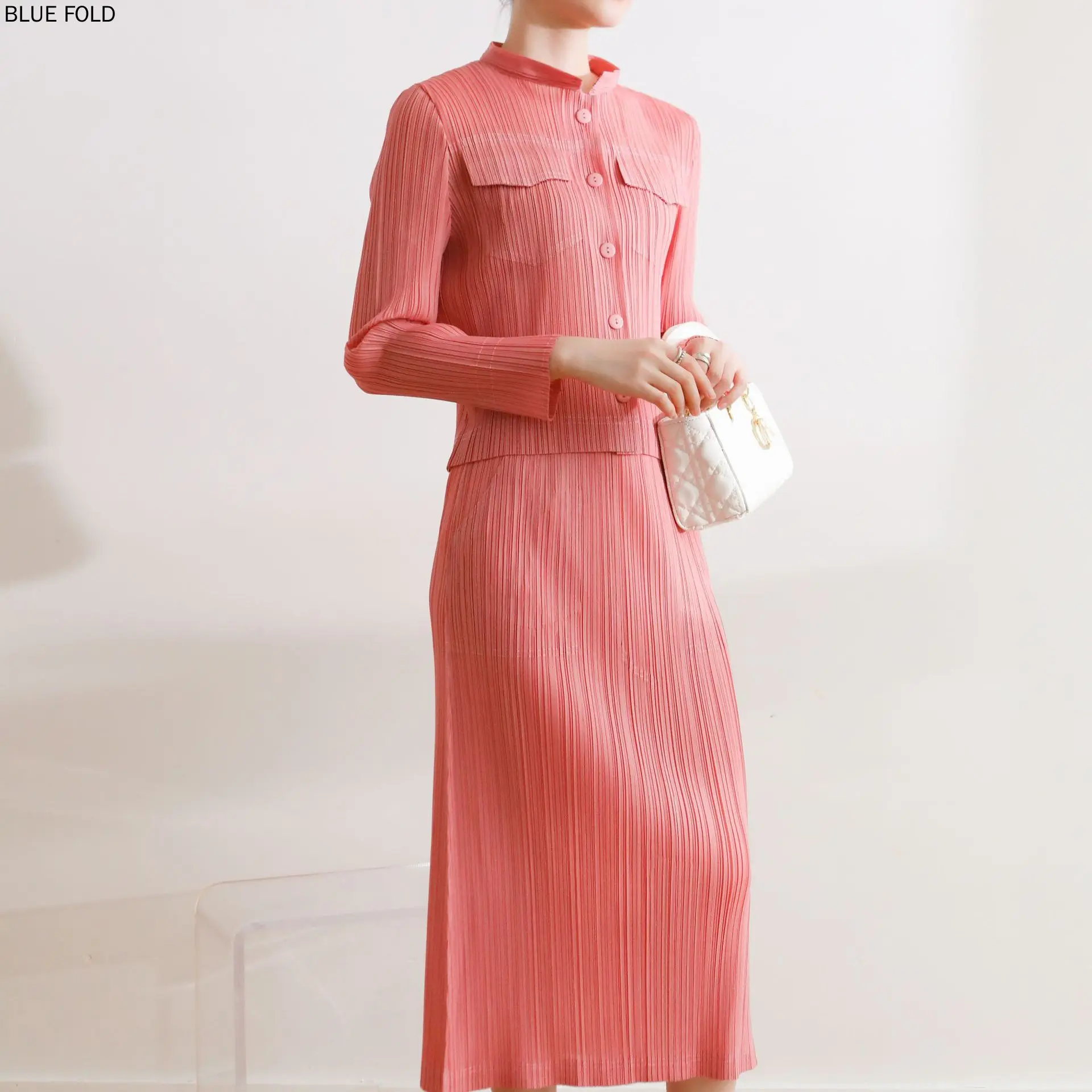 MIYAKE-комплект из рубашки с воротником-стойкой и джинсовой юбки корейский стиль