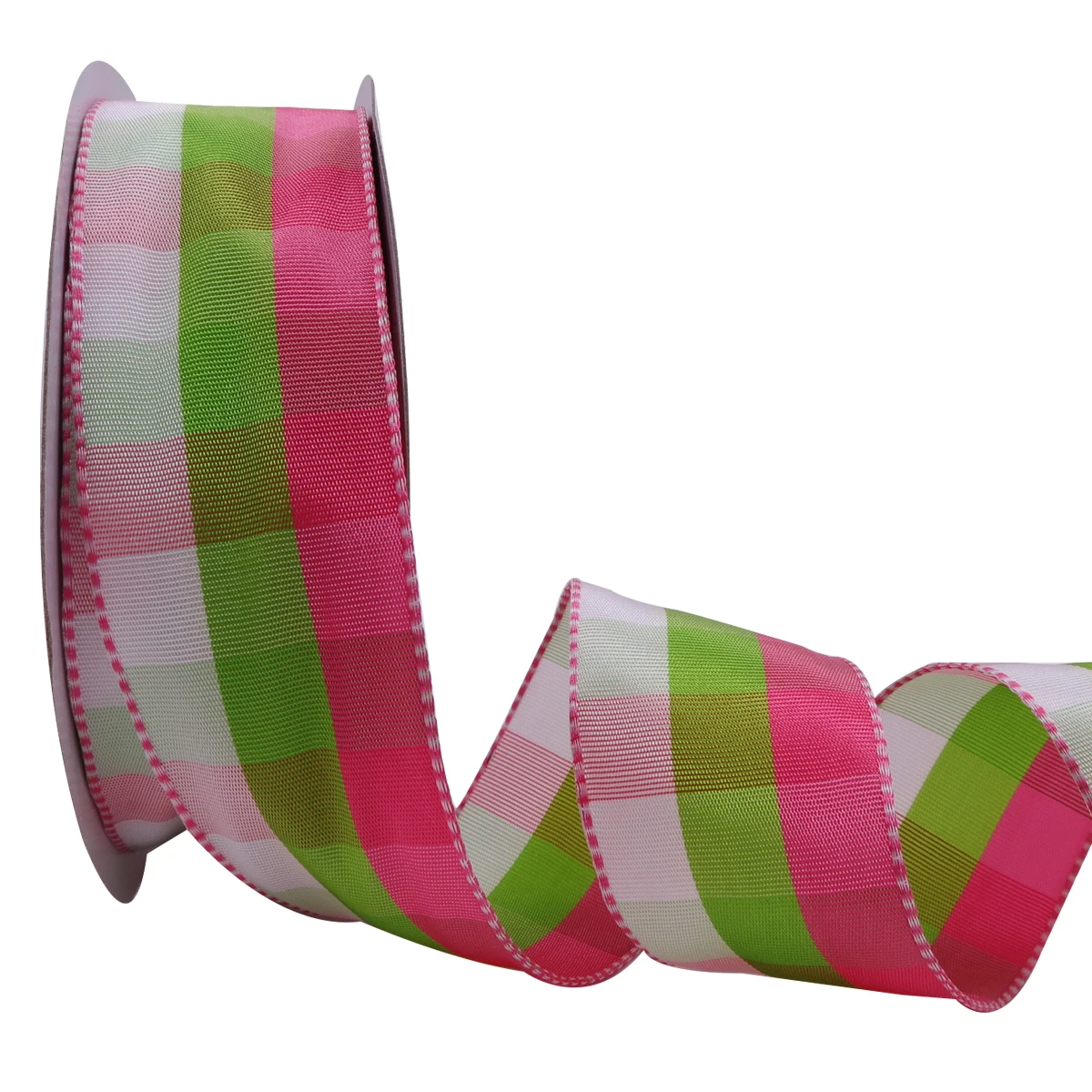 

5 10 25 Yards/Roll 38mm Pink/Green Plaid Checked Wired Edge Spring Ribbon for Gift Wrapping Accessories Wedding Decoration 1043