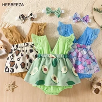 avocado baby girl clothes newborn overalls flying sleeve babys rompers summer kids toddler clothes cute outfits infant bodysuit