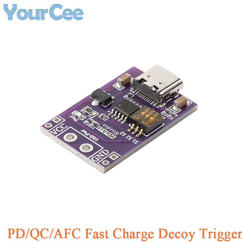 USB-PWR PD/QC/AFC быстрая зарядка, приманка, триггерный модуль, поддержка 5 В, 9 В, 12 В, 15 В, 20 в, фиксированное напряжение на выходе PD2.0, PD3.0, для постоянного тока, Spoof Scam