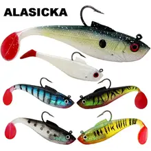 ALASICKA 5/8.5/11.5CM Head Soft Bait T tail Wobbler Fishing Lure Pesca Carp Bass Artificial Rubber Bait Swimbait Fishing Tackle