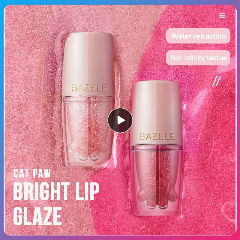 

Cute Cat Paw Mirror Lip Gloss Lipstick Hydrating Lipstick For Lip Makeup Waterproof Lipsticks Satin Glitter cosmetic TSLM1
