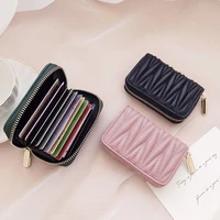 leather simple womens card bag fashion wallet multi card slot anti degaussing zero wallet new