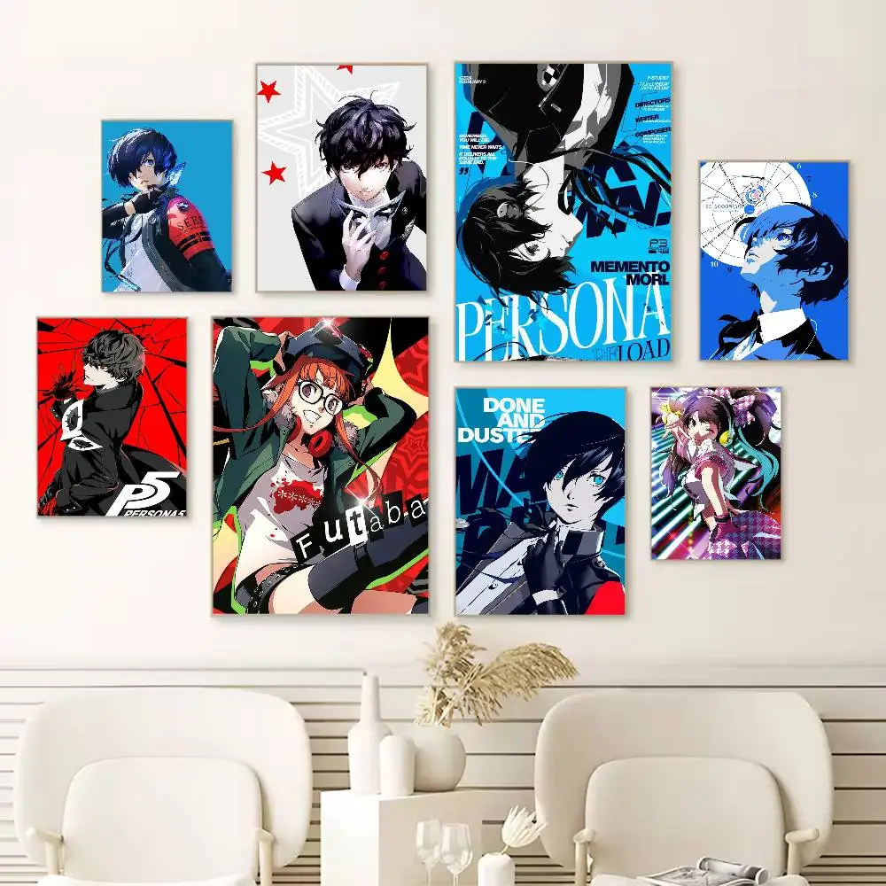Фото Постер с аниме-персонажами Persona 3, 4, 5, HD, самоклеящийся, водонепроницаемый, для декора стен, идеально подходит для дома, офиса, общежития, в подарок №1