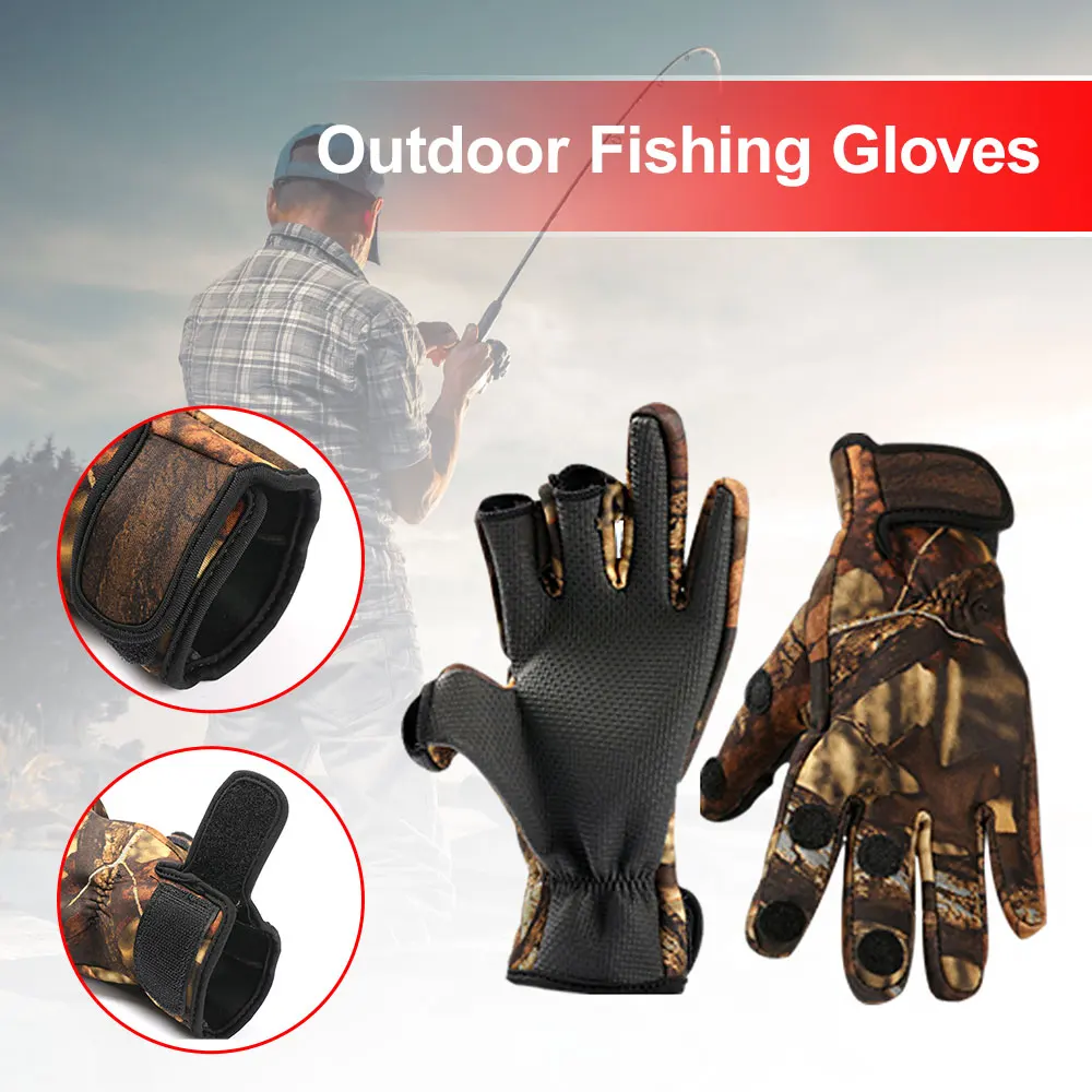 Купи Outdoor Winter Fishing Gloves Waterproof Mitten Three Fingers Cut Anti-slip Climbing Glove Hiking Camping Riding Gloves за 182 рублей в магазине AliExpress