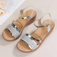 omens sandals 2022 summer new ladies luxury sandals mid heel open toe sandals womens fashion wedge heel womens shoes trend