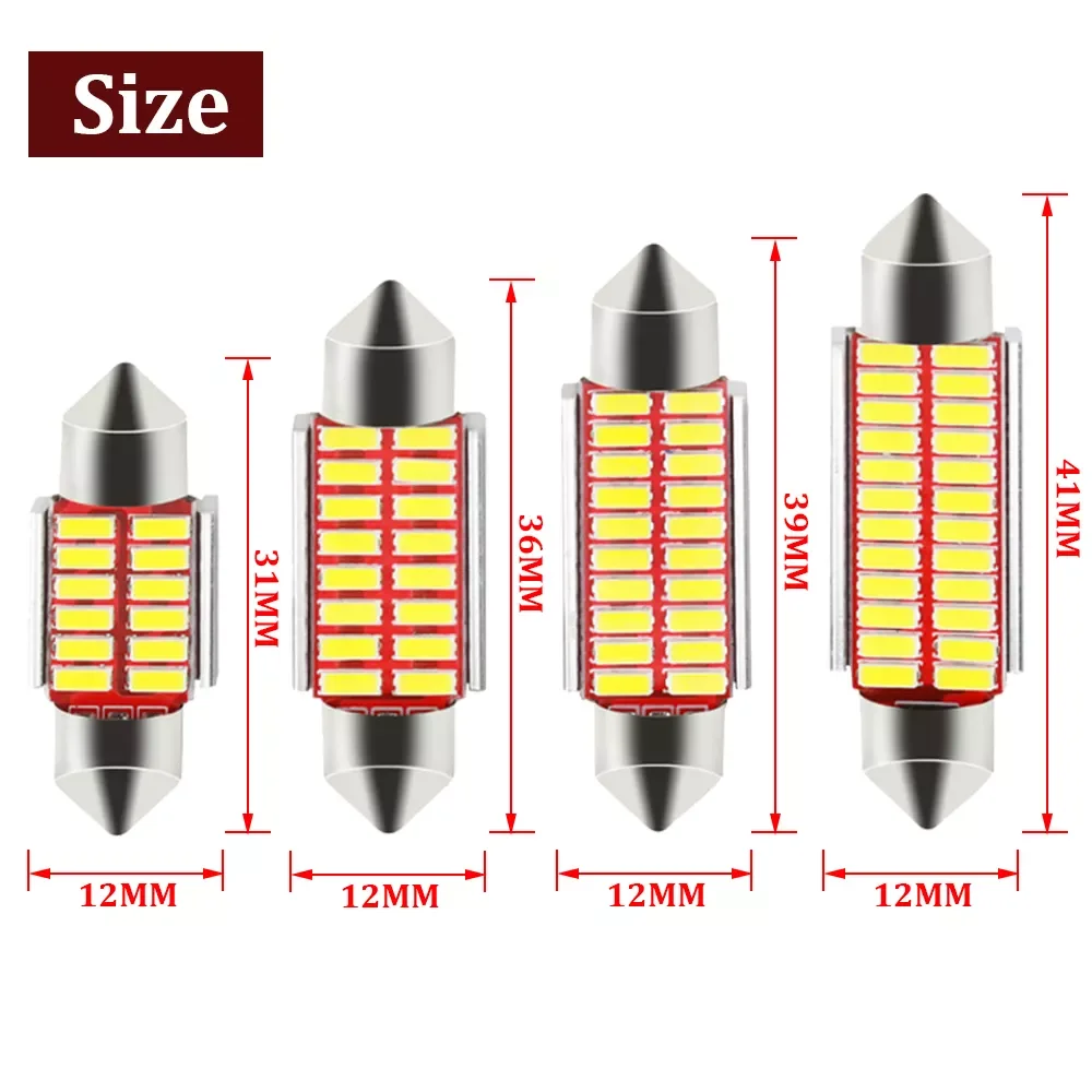 

Interior Accessories C10W C5W LED Bulbs Festoon 31mm 36mm 39mm 41mm Super Bright 4014 Canbus Error Free Auto Interior Doom Lamp