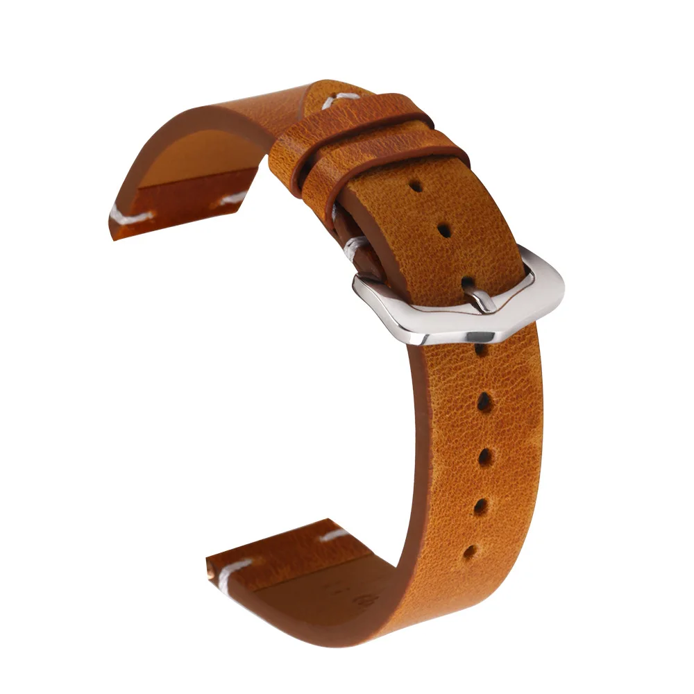 

Blue red brown Cowhide Watchbands 18 19 20 21 22 24mm For Samsung Gear S3 Genuine Leather Vintage Watch Band Strap Wristband