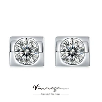 vinregem classic 925 sterling silver white gold moissanite 100 pass test diamond wedding stud earrings for women gift wholesale