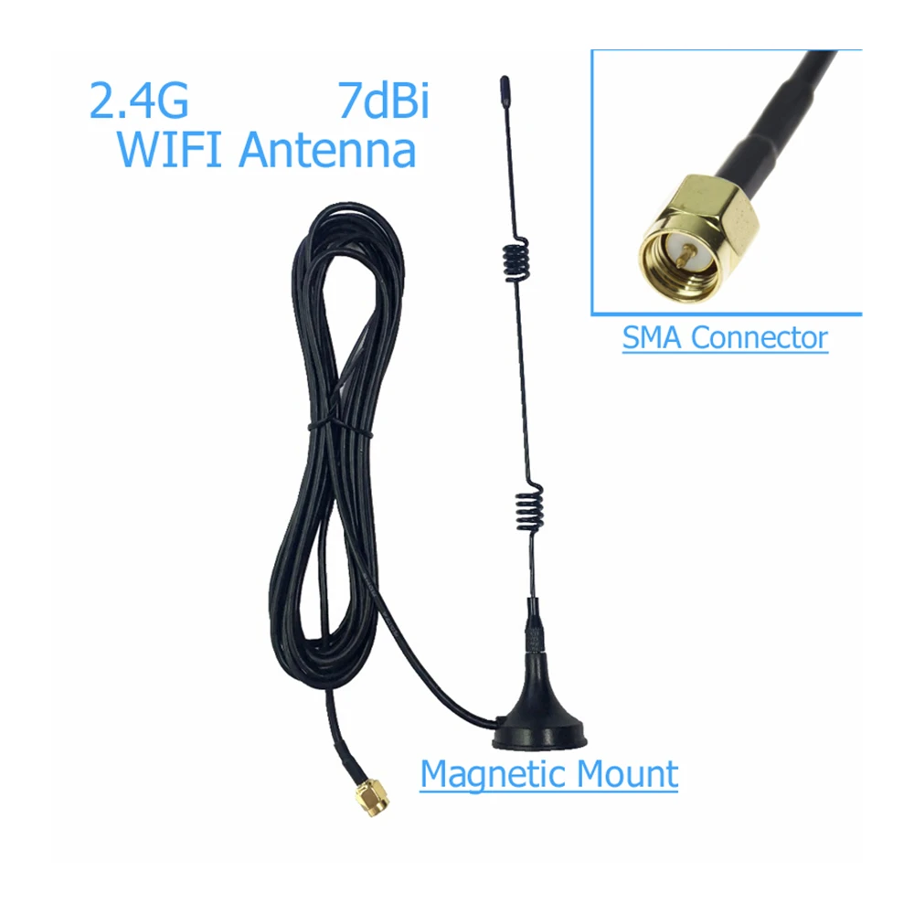 

1 Pcs Wifi WLAN 5 X Range Booster SMA 2.4GHz 7DBI Wireless Antenna Extender + Base Omni-Directional Antenna High Quality Durable