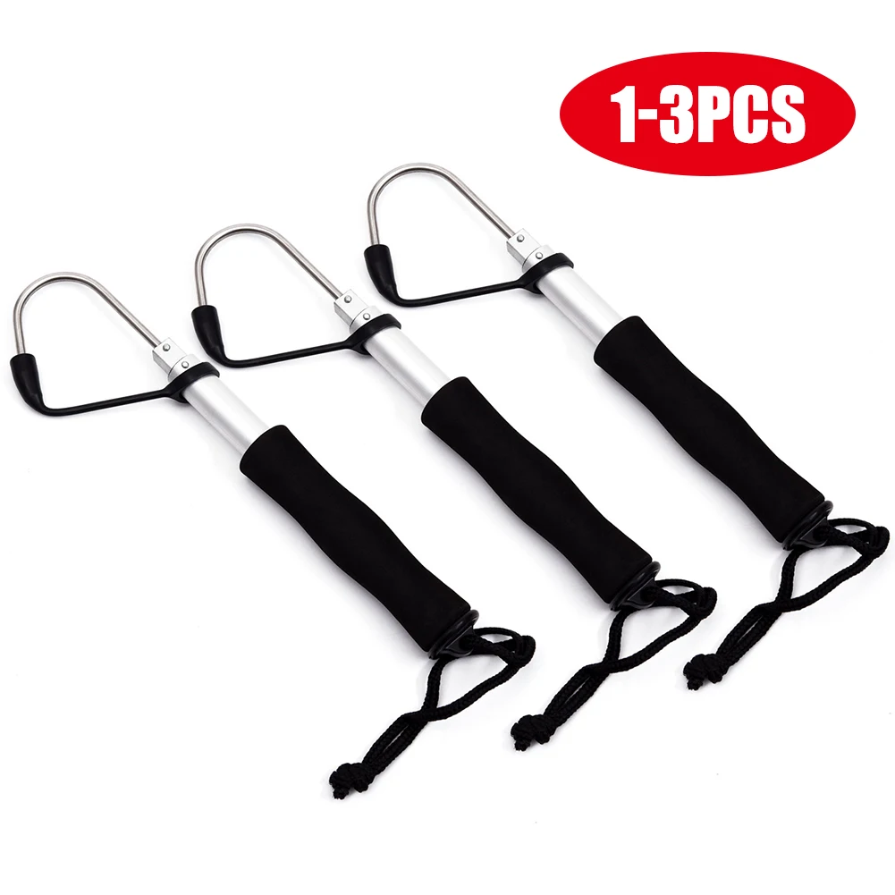 1-3Pcs 60cm Retractable Fish Gaff Professional Telescopic Sea Fishing Spear Hook Gripper Stainless Steel Fishing Gaff Spear