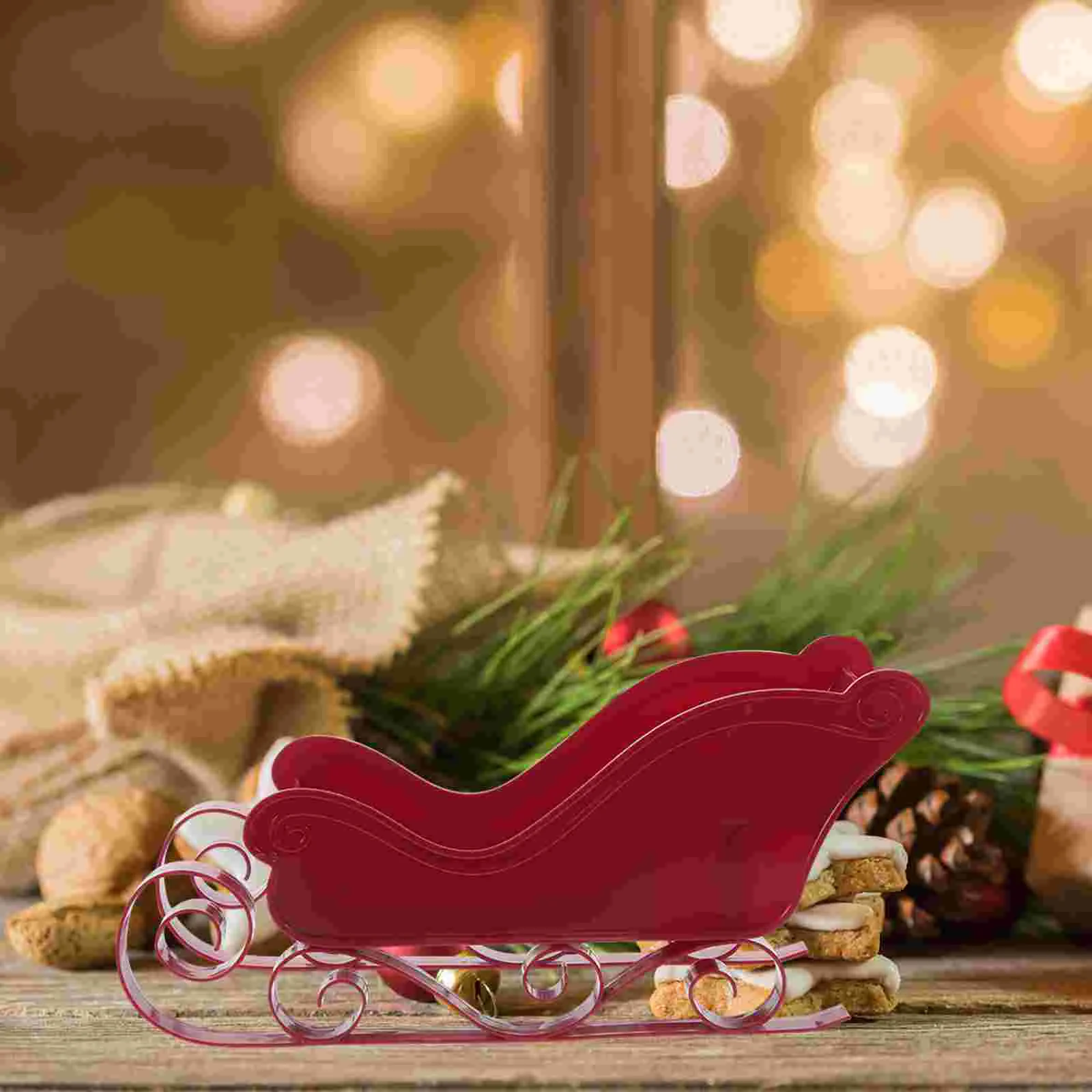 

Christmas Sleigh Chrismas Decor Desktop Adornment DIY Decoration Tray Tree Pendant Plastic Xmas Ornament Chirtmas Sledge