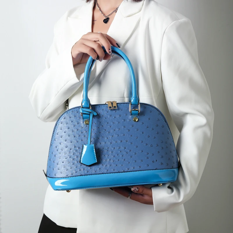 

Сумка на плечо с узором страуса для женщин, саквояж кросс-боди из качественной искусственной кожи в стиле ретро, роскошный тоут, Дамский мес...