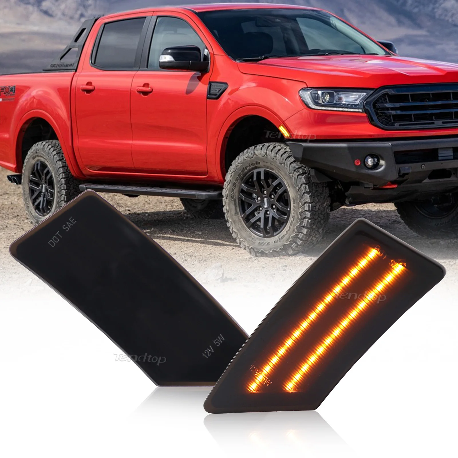 For Ford Ranger XL XLT Lariat 2019 2020 2021 Dynamic LED Flashing Turn Signal Light Side Marker Lamp KB3Z13A565A KB3Z13A565B