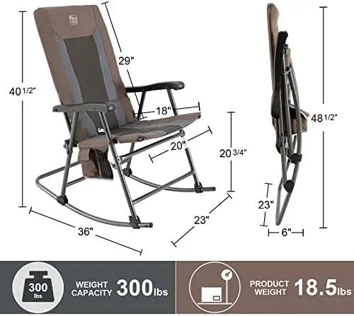 

Padded Rocking Chair for Outdoor, High Back and Heavy Duty, Portable for Camping, , Lawn, Garden, Yard or Balcony, Supports 300l