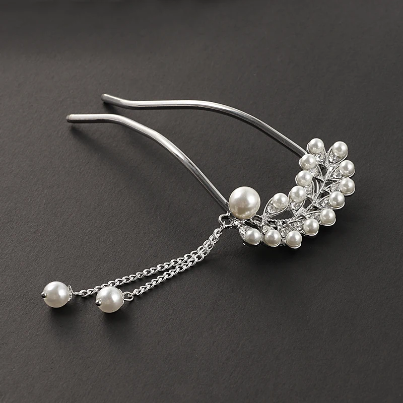 

Новые женские элегантные золотые и серебряные жемчужные палочки для волос, высококачественные металлические заколки для волос, повязка на ...