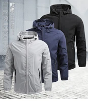 trendy autumn and winter mens fitness thin windbreaker waterproof quick drying hooded stand collar long sleeve casual jacket