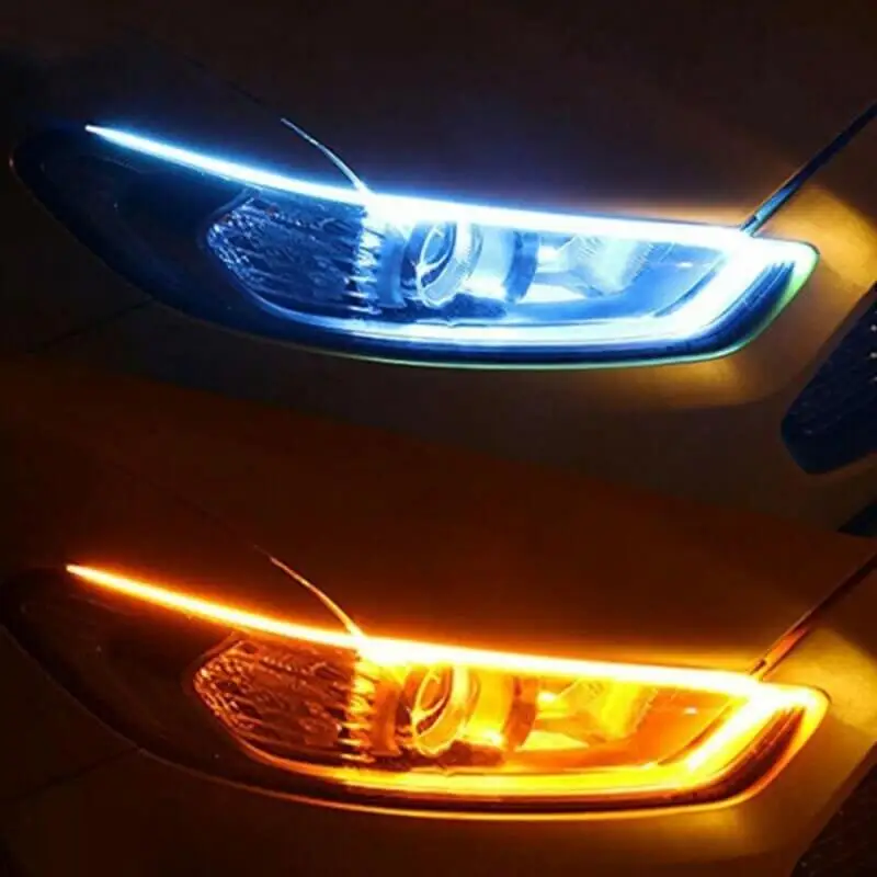 LED Flow Type Car Signal Light Two-color flowing lights car decorative lights white and yellow turn signals