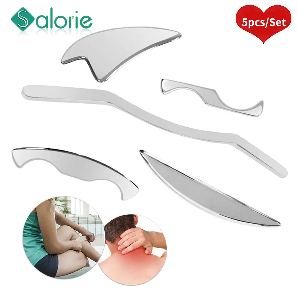 

5pcs IASTM Therapy Massage Tools Set Stainless Steel Deep Tissue Massage Fascia Recovery Mssager Guasha Scraping Gua Sha Scraper