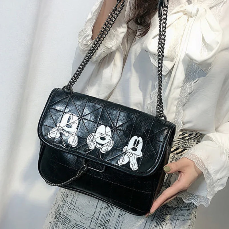 

Роскошные брендовые Модные женские Сумки из искусственной кожи с Микки Маусом, сумки через плечо, сумка-тоут с верхней ручкой, сумки-мессенд...