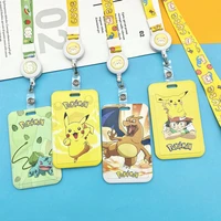 pokemon pikachu pvc card cover kids campus card hanging neck bag card charmander bulbasaur figure holder lanyard id card toys