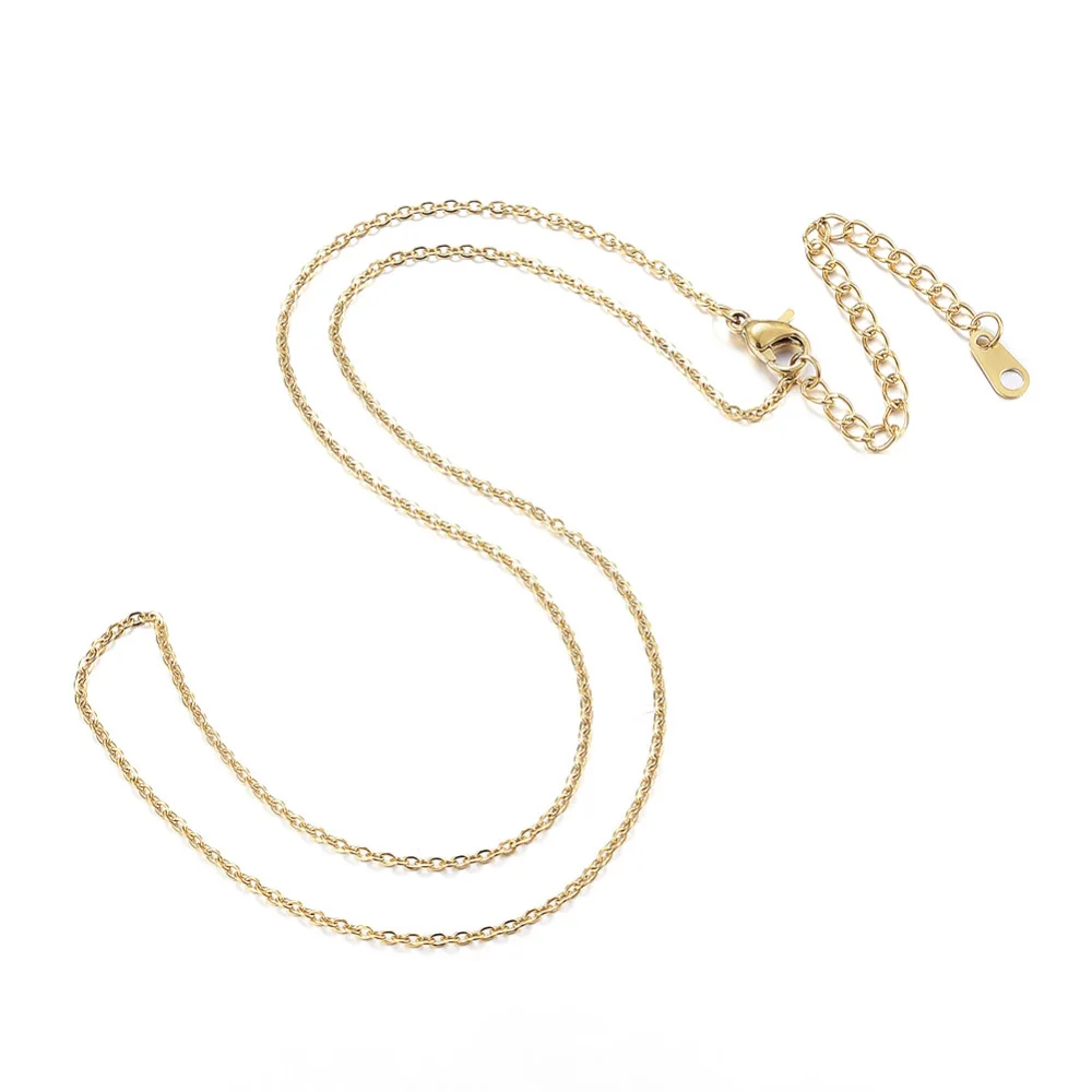 

10PCS 304 Stainless Steel Necklaces Cable Chain Necklaces Real 18K Gold Plated 16.14 inch(41cm)
