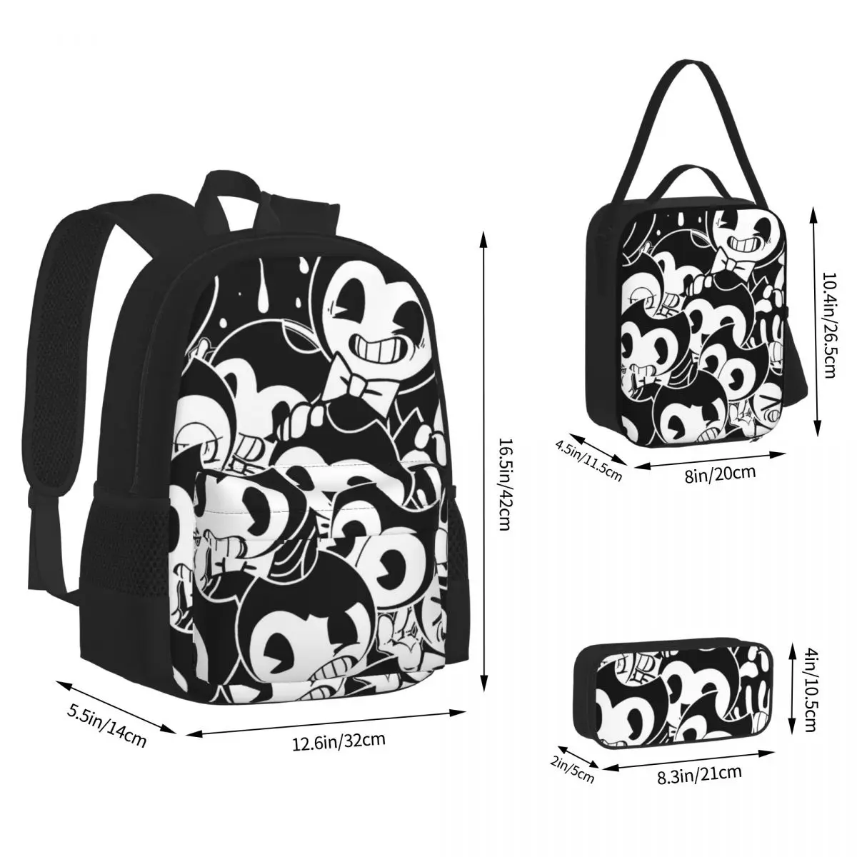 

Bendy Backpacks Boys Girls Bookbag Children School Bags Cartoon Kids Rucksack Lunch Bag Pen Bag Three-Piece Set