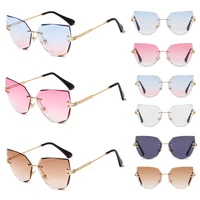 irregular round sunglasses women brand designer gradient fashion sun glasses female rimless metal curved temples oculos de sol