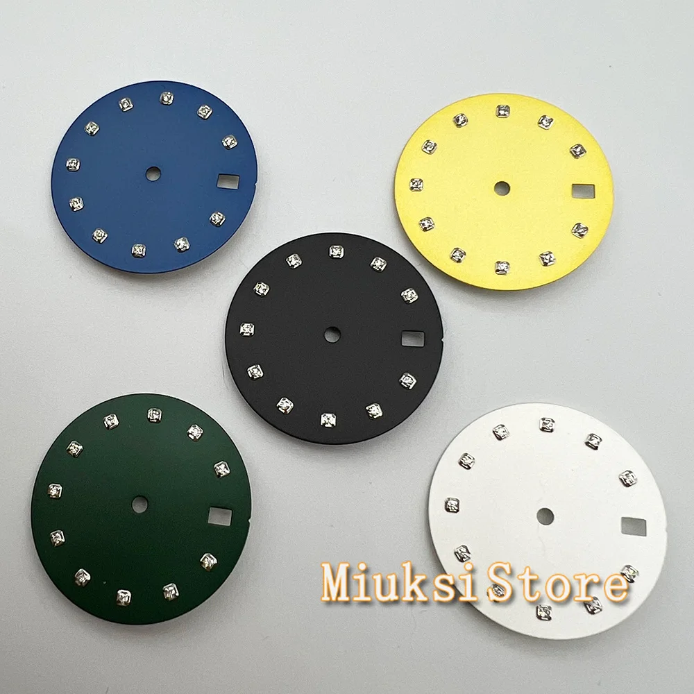 

29mm NH35 Watch dial Green Yellow Blue Blakc green watch face fit NH35 NH35A Watch Movement with date window