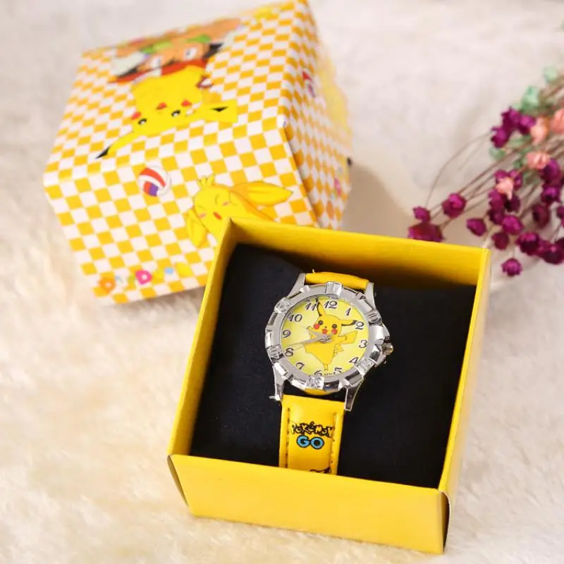

Pokemon Pikachu Go silicone watch kids quartz wrist cartoon Figure boys girl's watch gifts toys with Box
