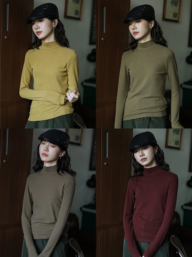 Разноцветная внутренняя одежда водолазка топ женская зимняя новая пригородная