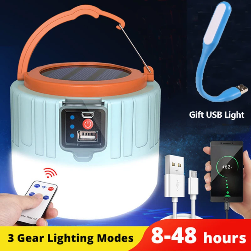 Высокомощная фотолампа освещение для кемпинга USB перезаряжаемая лампа наружная